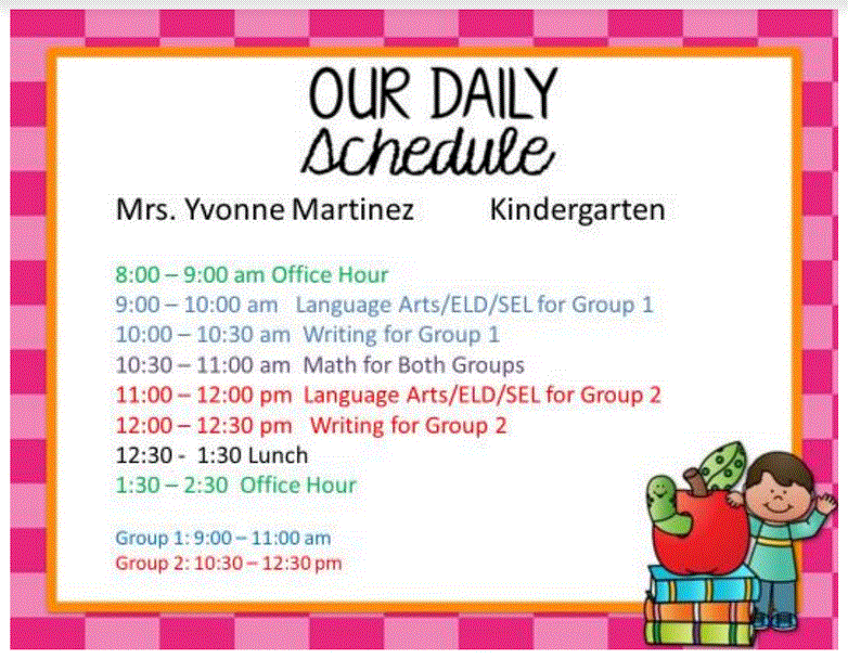 Distance learning schedule 